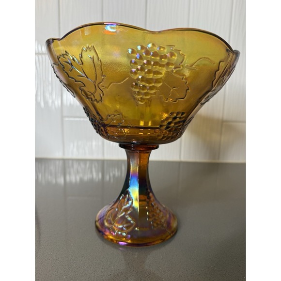 Indiana Glass | Dining | Indiana Marigold Carnival Glass Harvest Grape ...